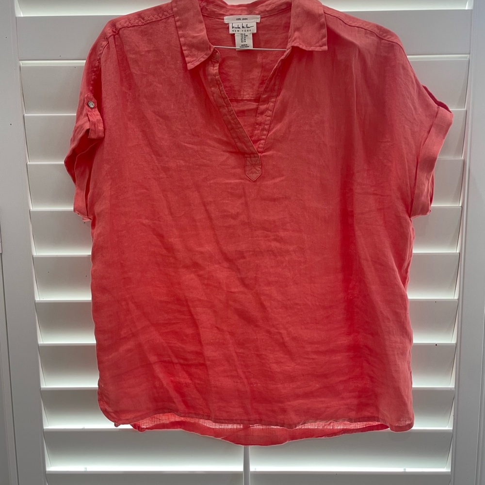 Nicole miller Linen v neck blouse